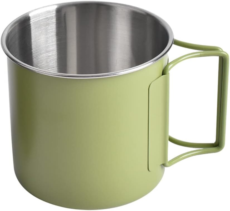 Set of 2 NUZAMAS Folding Cup 330Ml 304Stainless Steel Coffee Tea Water Cup Portable Outdoor Camping Cup for Outdoor Hiking Cooking Camping Pot Open Fire(Green) image number 6