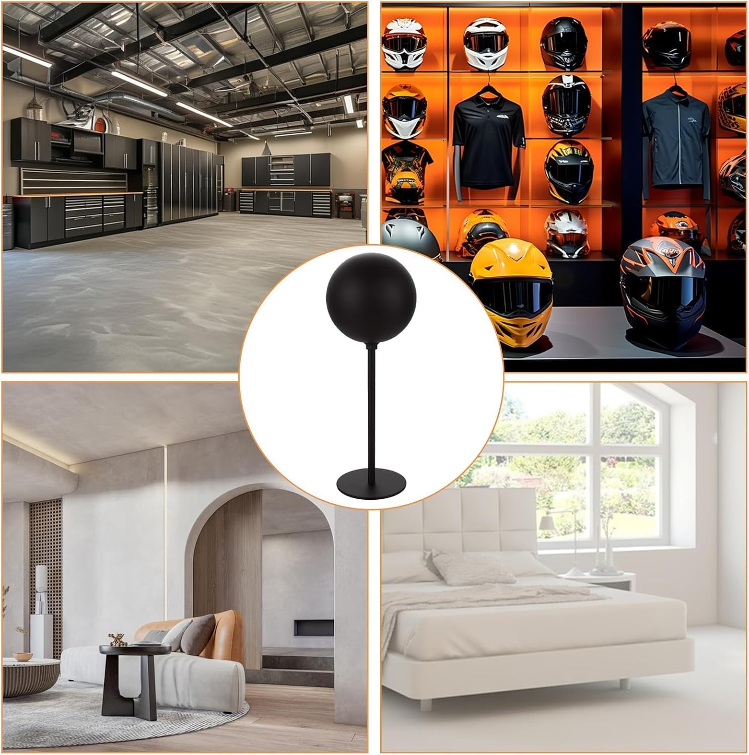 Helmet Stand Metal,Motorcycle Helmet Stand,Desktop Helmet Display Holder with Stable Base Helmets, Caps, Hats, Wigs, Motorcycle Helmet Accessories,Black image number 6