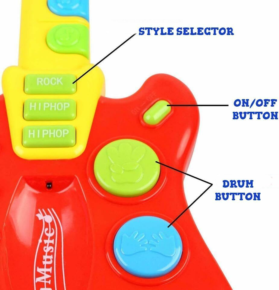 Music Toy Electric Guitar for Toddlers 3+ with over 20 Interactive Buttons, Whamy Lever and Modes with Rock Guitar Sound and Lights Perfect Music Development & Education Toy from Hobby Crazy