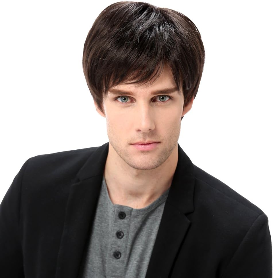 Stfantasy Wigs for Men Natural Short Brown Layered Hair Male Daily Costume Party Full Wig image number 2