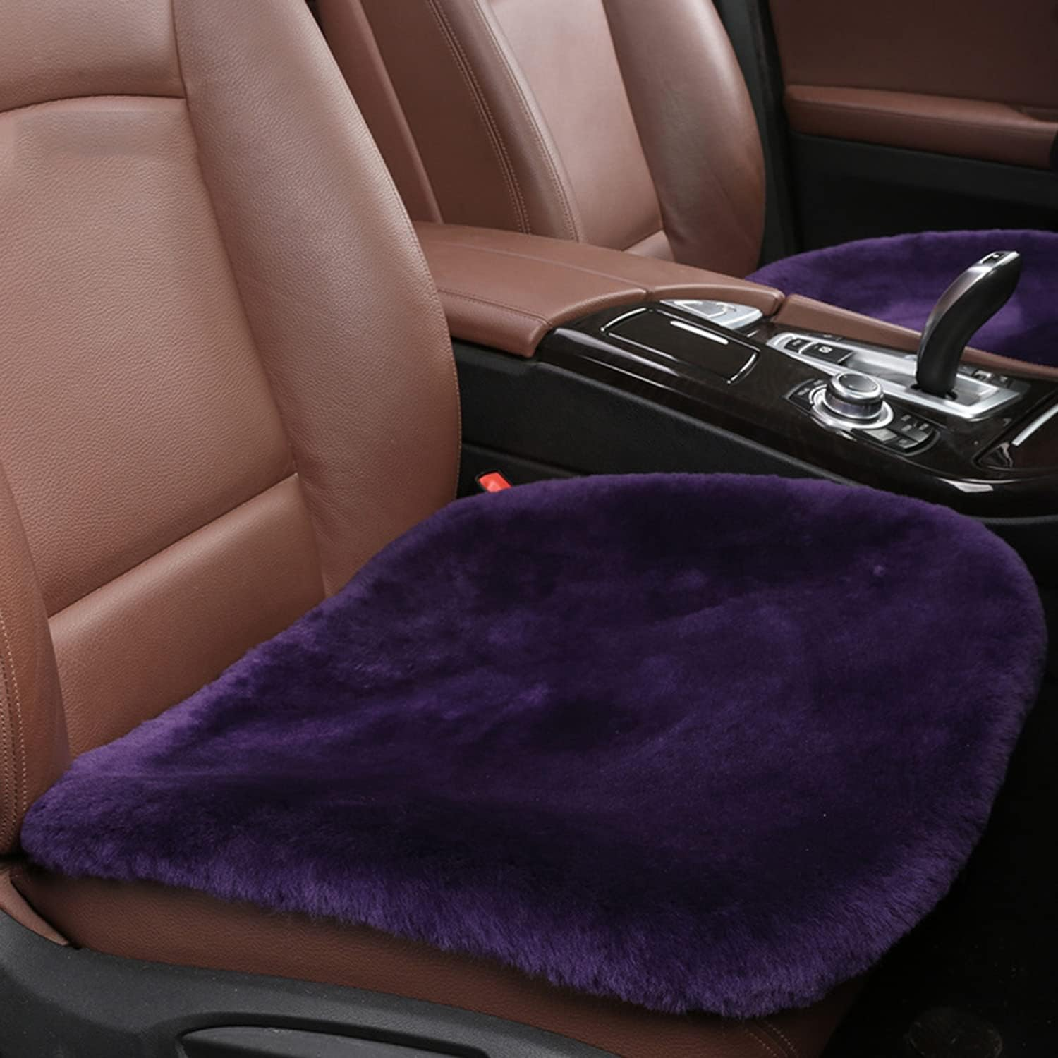 MLOVESIE Genuine Sheepskin Car Seat Cushion Natural Fur Wool Seat Cover for Cars Trucks SUV Soft Comfort Office Chair Protector Pad Car Accessories Universal Fit image number 3
