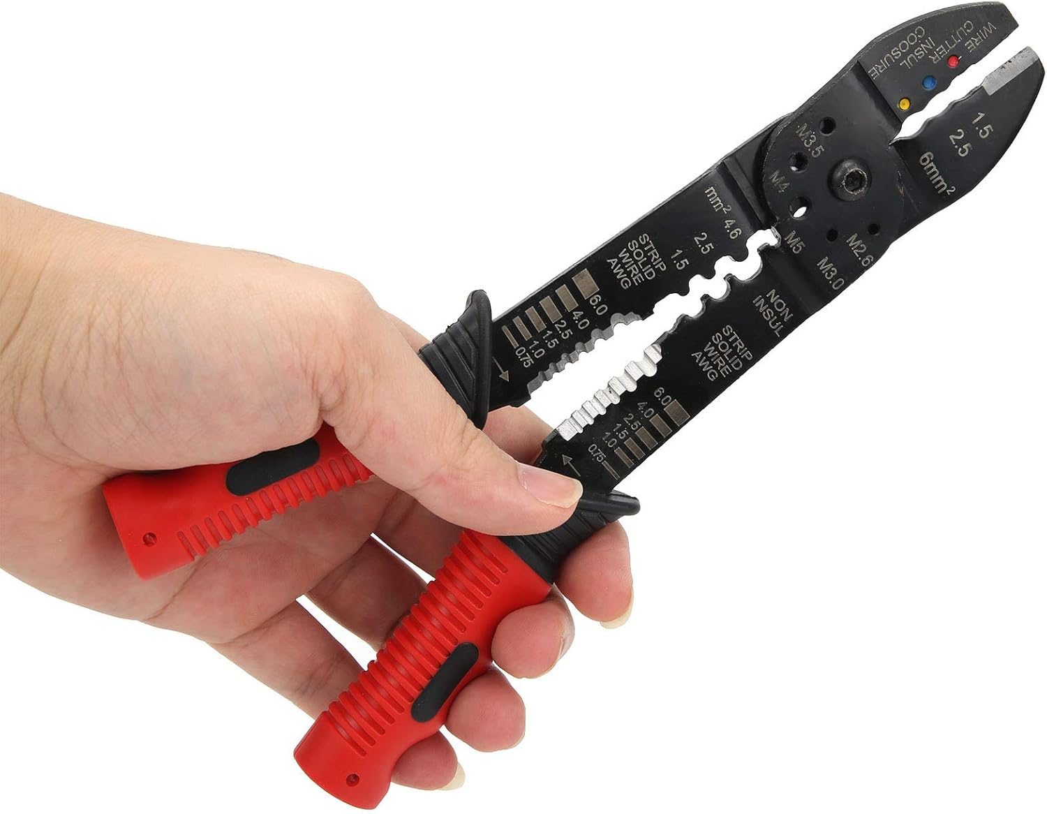 Crimper, Carbon Steel Blades with Crimping Tool, Crimp Insulated Terminals/Non-Insulated Terminals/Connectors/Plug-In Connectors, for Industrial Supplies image number 3