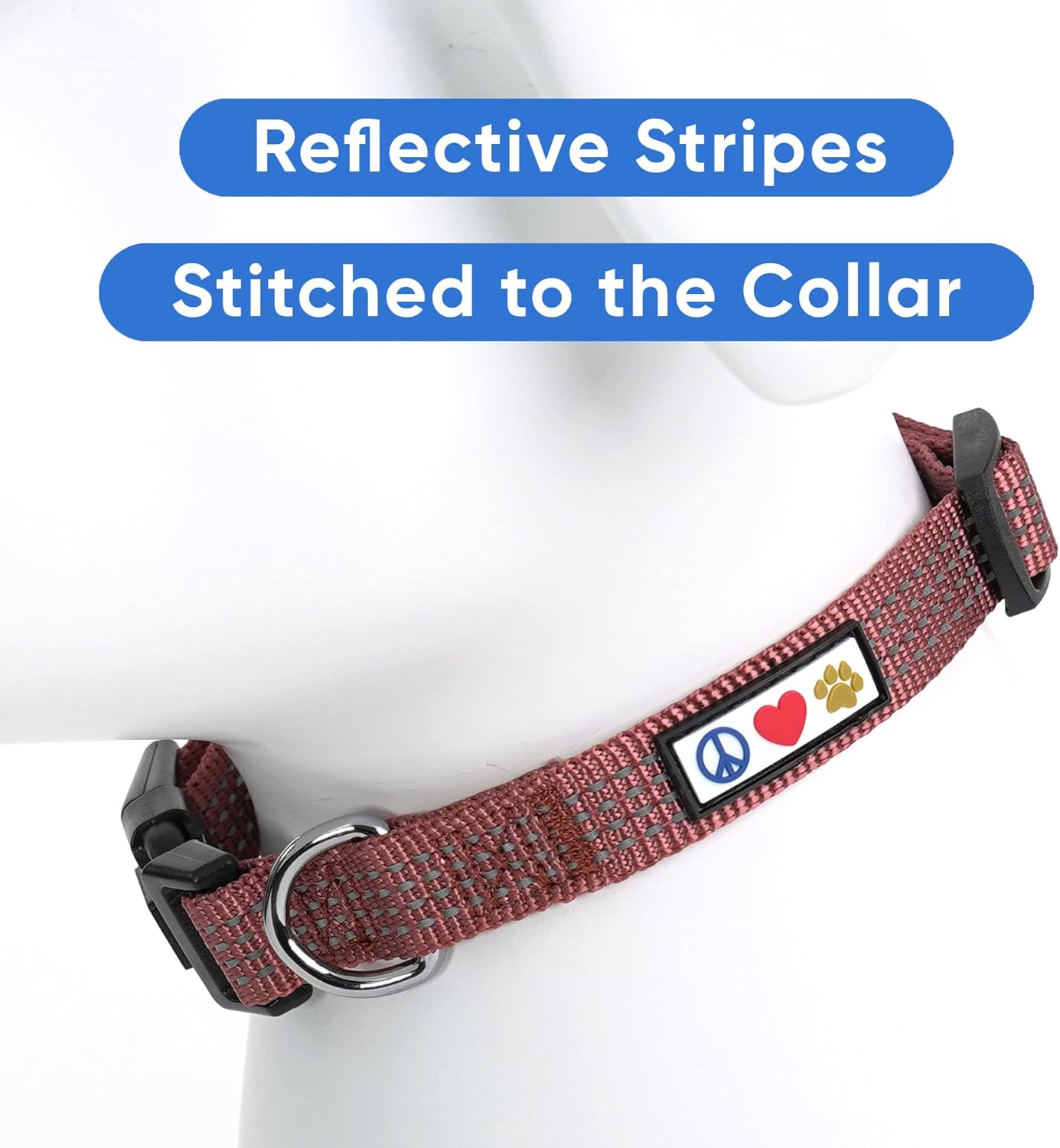 Pawtitas Extra Small XS Reflective Dog Collar - Black, Striped Nylon, Adjustable, Easy to Clean - Suitable for Small Dogs, Dog Training - Yorkie, Chihuahua, Maltese, Shih Tzu, Pomeranian image number 1