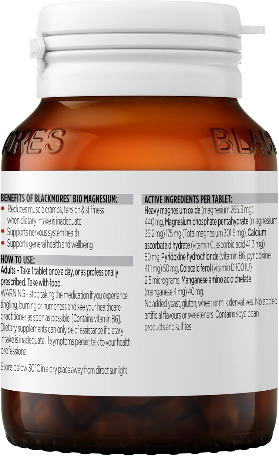 Blackmores Bio Magnesium | Supports Bone Health | Maintains Muscle Function & Nervous System Health | 50 Tablets image number 6