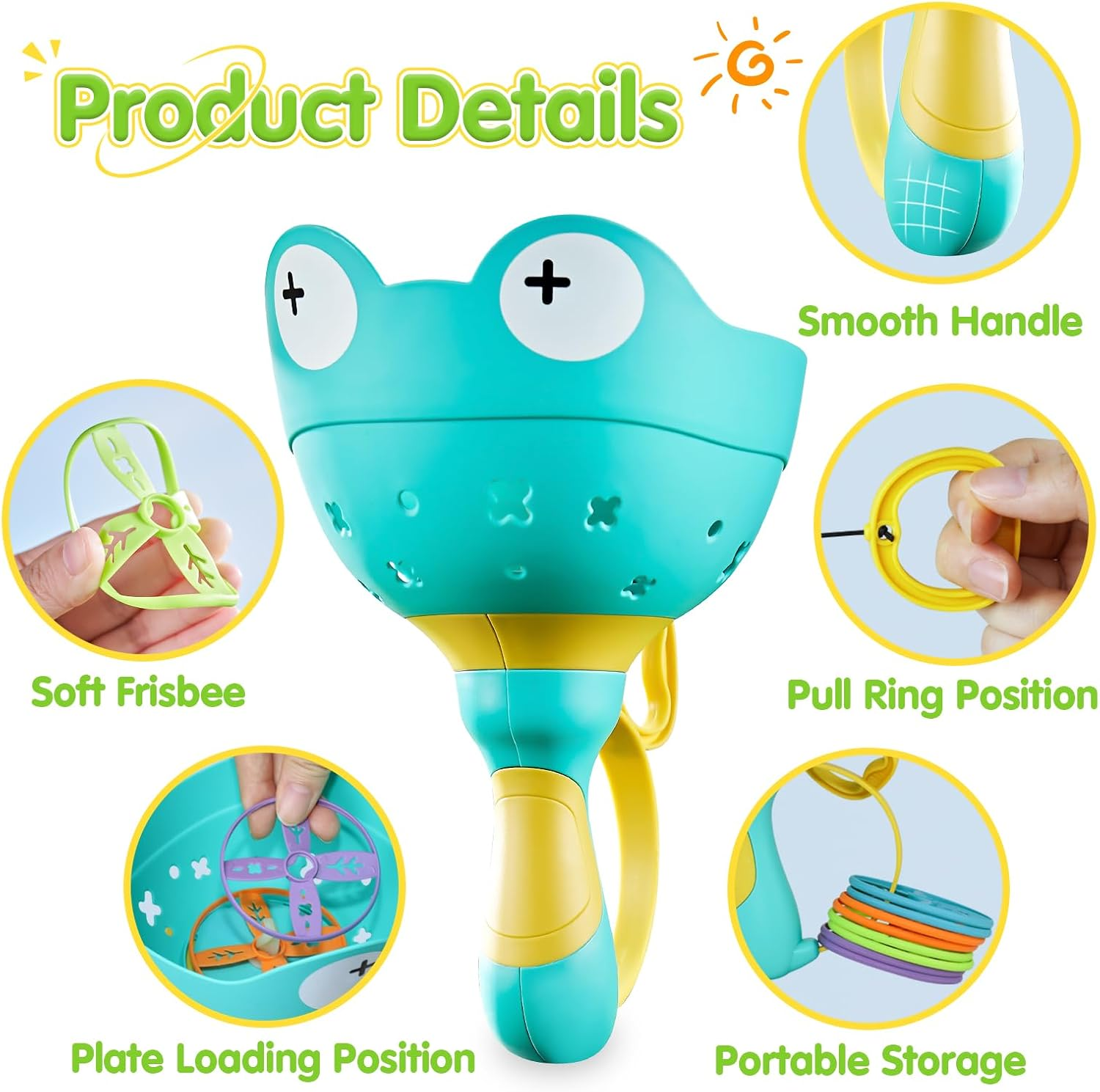 Kids Outdoor Toys for 3 4 5 6 7 8 Years Old Boys Girls, Flying Discs Launcher Toys Manual Capture Catching Games, outside Toy for Toddlers Age 3-5 6-8, Outdoor Play Equipment Summer Gifts image number 2