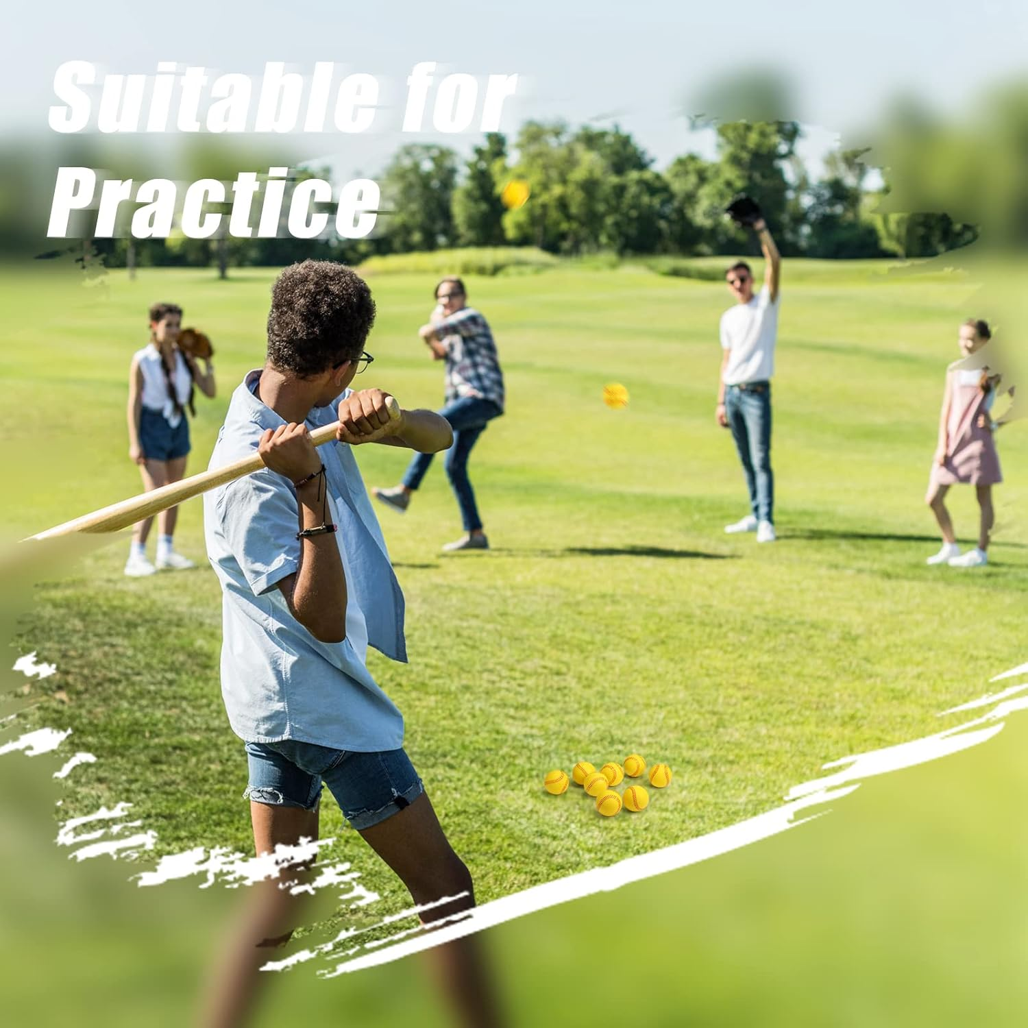 Wettarn 100 Pcs Mini Training Foam Baseballs Soft Baseballs with Storage Bag Practice Baseballs for Hitting Pitching Machines Batting Accuracy Indoor Outdoor Sports Kids Teenager Players Play - Yellow image number 1