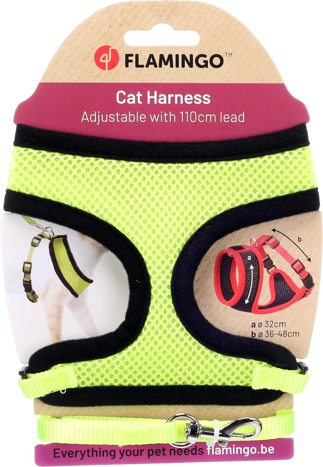 Flamingo Cat Harness with Leash Harms Yellow 32Cm 36-48Cm 110Cm 10Mm image number 5