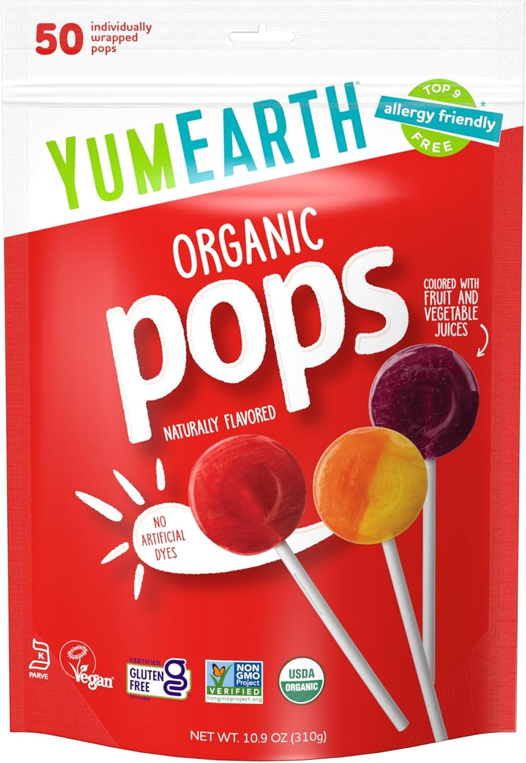 Yumearth Organic Lollipops, Assorted Flavors, 50 Count image number 1