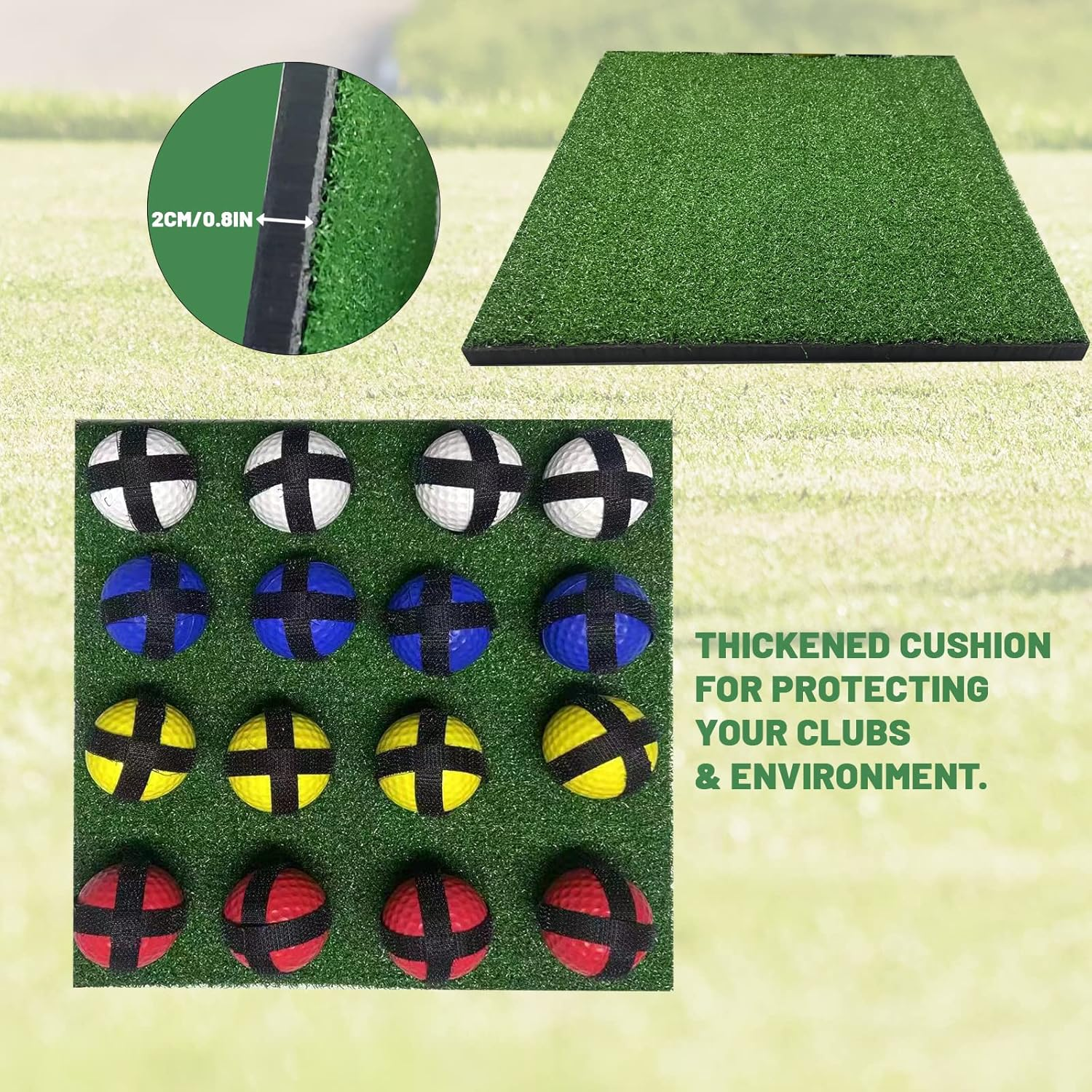 Wishrun HCBZVV Casual Golf Game Set - Includes 6X4 Ft Sticky Playing Mat, 16 Golf Balls,1 Chipping Mat, Carrying Bag -Mini Golf Game Home Office-Golf Gifts Adults Family Kids Outdoor Indoor Green image number 4