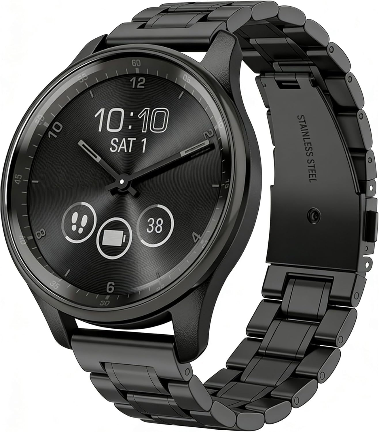 Hiseus Bracelet Compatible with Garmin Vivomove Sport Style Trend, Chic Metal Replacement Strap for Men and Women