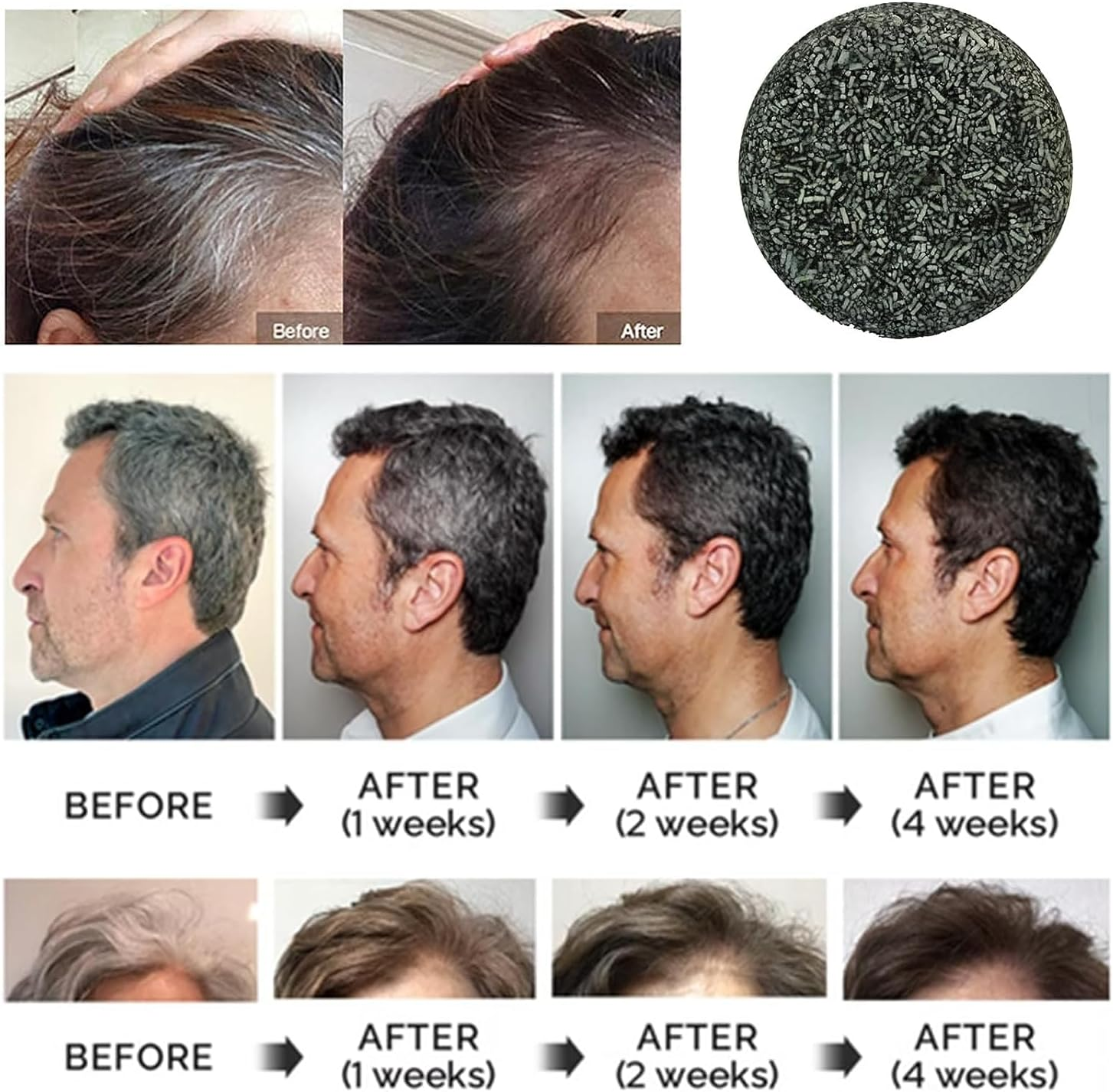 Spartan&trade; - Gray Hair Reverse Bar, Spartan&trade; Pure Gray Hair Charcoal Bar, Spartan Gray Hair Reverse Bar, Mane Grey Reverse Bar Men, Bar Shampoo for Gray Hair, Reverse Grey Hair (3PCS) image number 3