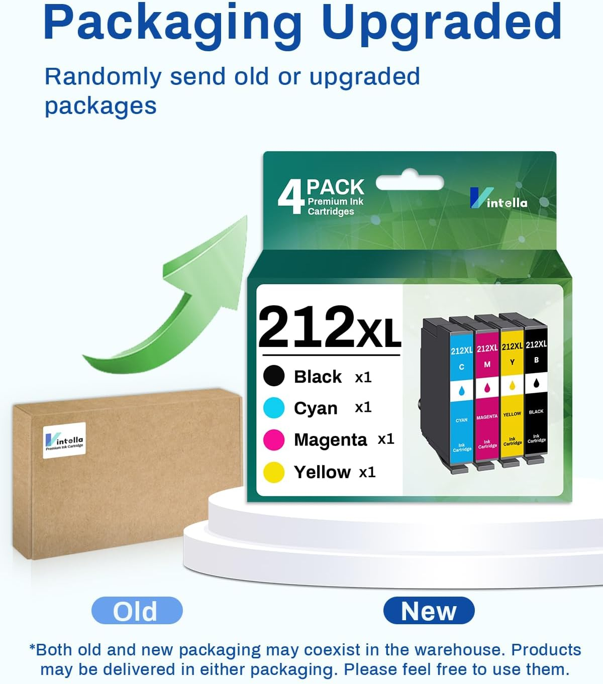 Vintella 212XL Ink Cartridge Replacement for Epson 212 Ink Cartridges Combo Pack 212XL T212 for Expression Home XP-2100 XP-3100 XP-3105 XP-4100 Workforce WF-2810 WF-2830 WF-2850 Printer (4 Pack)