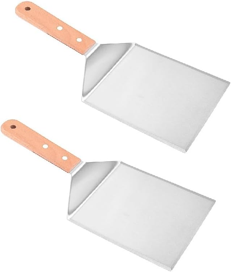 Metal Spatula Set of 2, Stainless Steel Griddle Hamburger Spatula, as Barbecue Turner Grilling BBQ Griddle Accessories, Heavy Duty & Easy Press, Smash Burgers (Silvery, One Size) image number 3