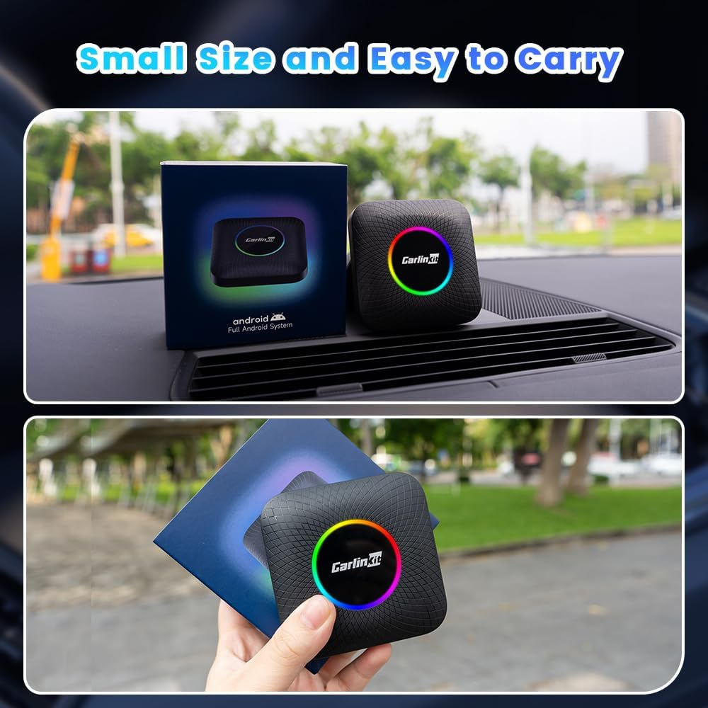 Carlinkit Android 13.0 Tbox LED, Carplay AI Box, Wireless Carplay/Android Auto Adapter, QCM6225 Chip/8 Cores/8+128Gb, Supports Youtube/Netflix/Tiktok, Only Suitable for Factory Wired Carplay Cars