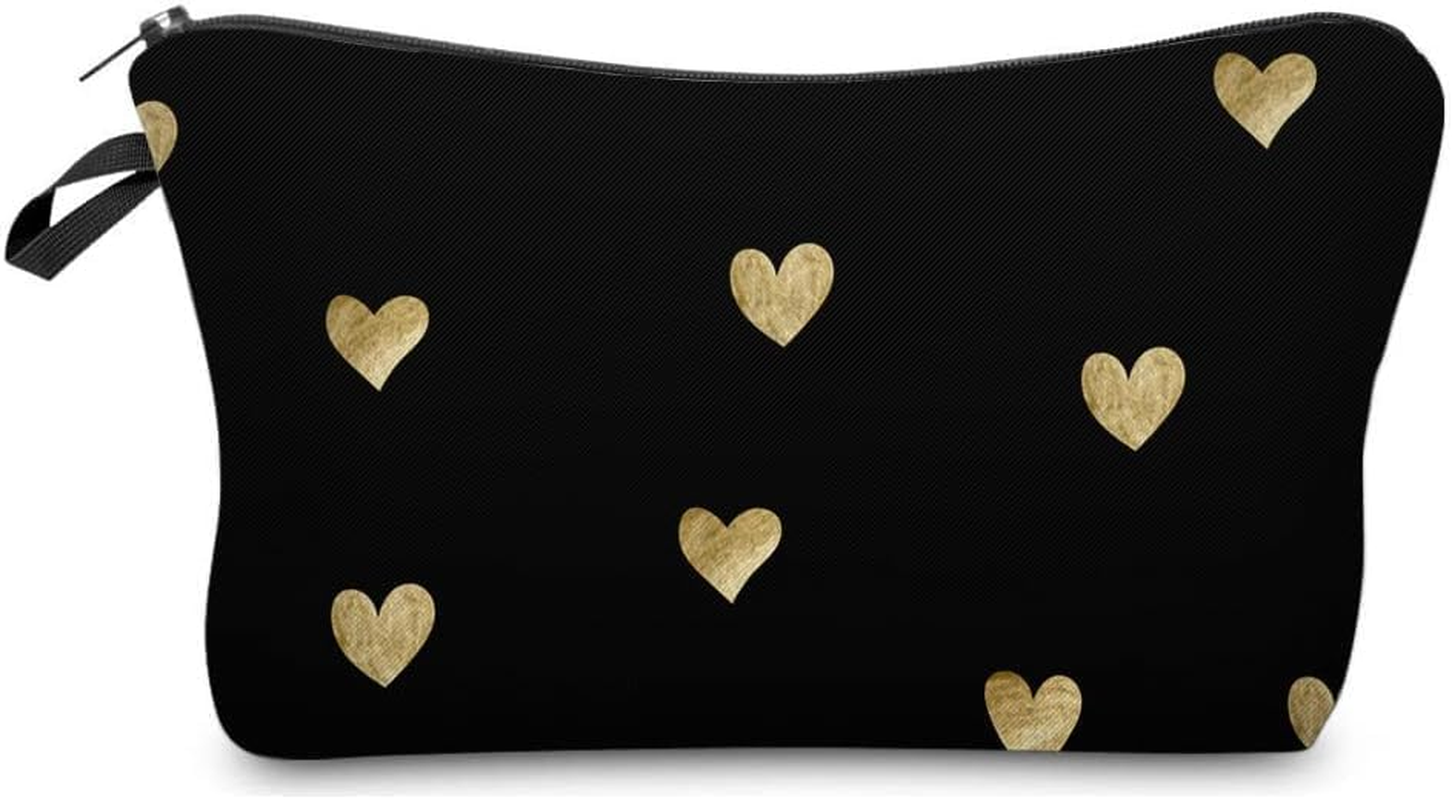 Travel Makeup Case Small, Cosmetic Zipper Bag Waterproof Small Pouch for Purse Mini, Women Cute Traveling Accessories Pouch for Ladies(Stripes Cherry)