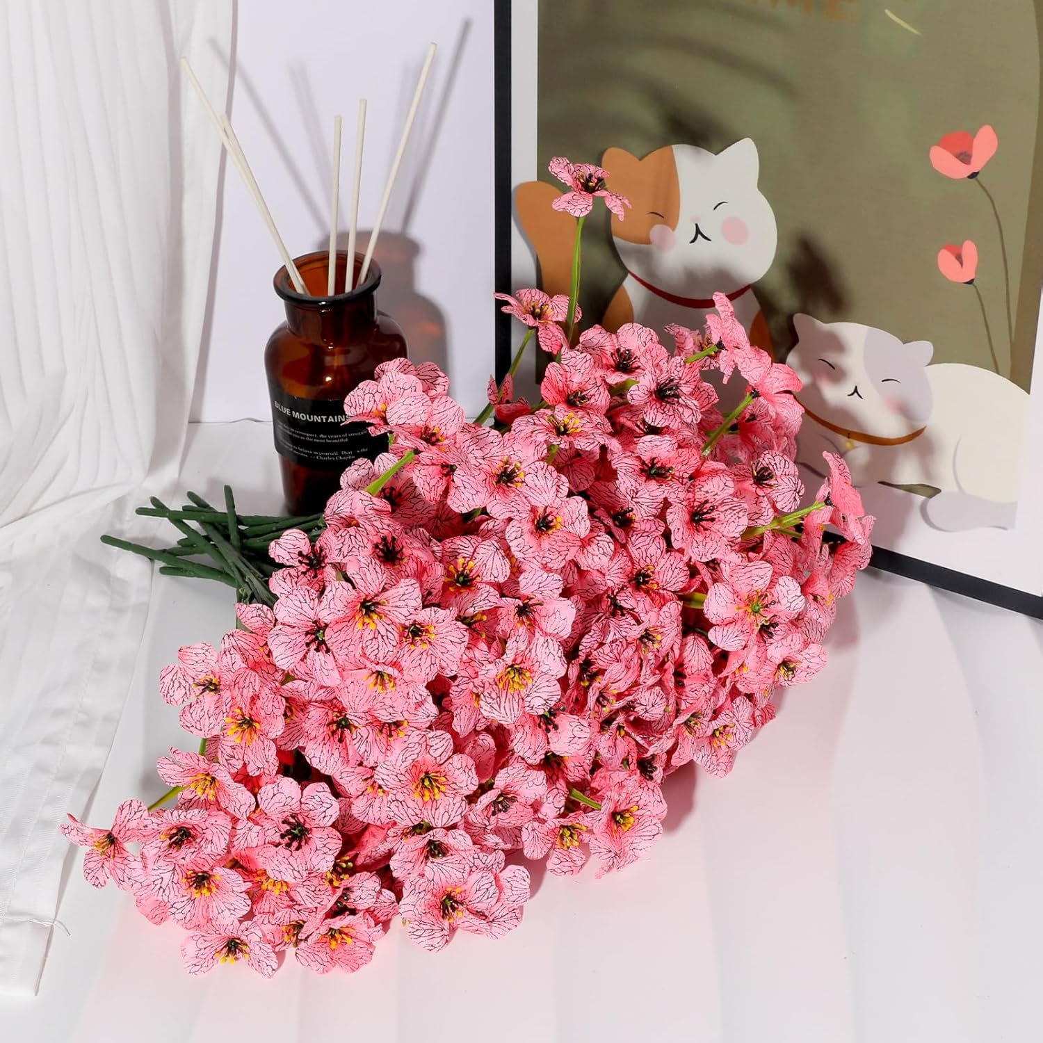 Kyeeadiy Artificial Flowers in Potted 18 Stems Indoor Decoration, Artificial Violets Maintenance Free for Home, Office, Wedding (Pastel Colors) image number 1