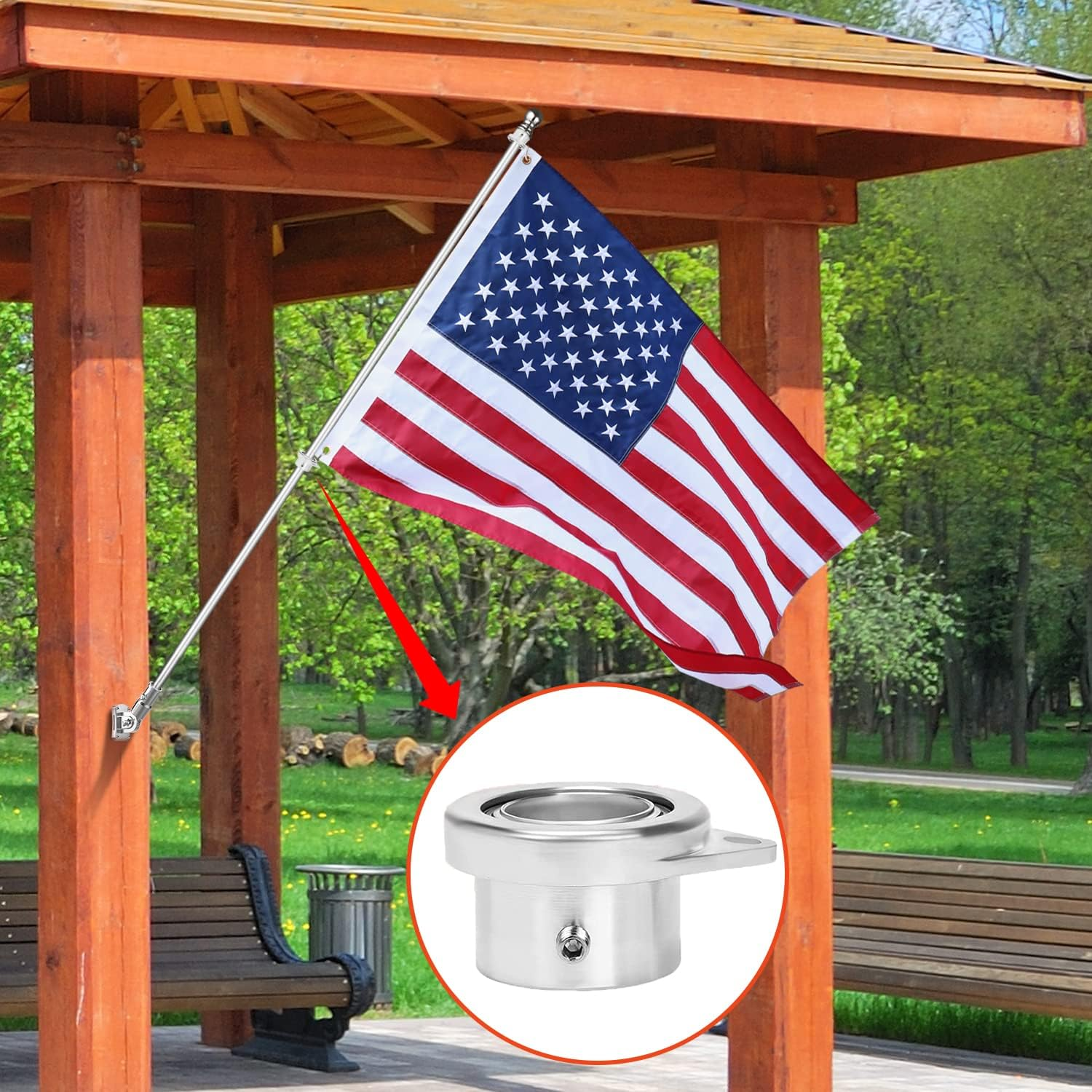 Evertoco 6FT Stainless Steel Flag Pole, Tangle Free Flag Poles for 3X5 Flags, Outdoor Flag Pole for House Yard Garden, 1Inch Diameter Flagpole with Bearing Aluminum Alloy Rings Rust Free image number 2