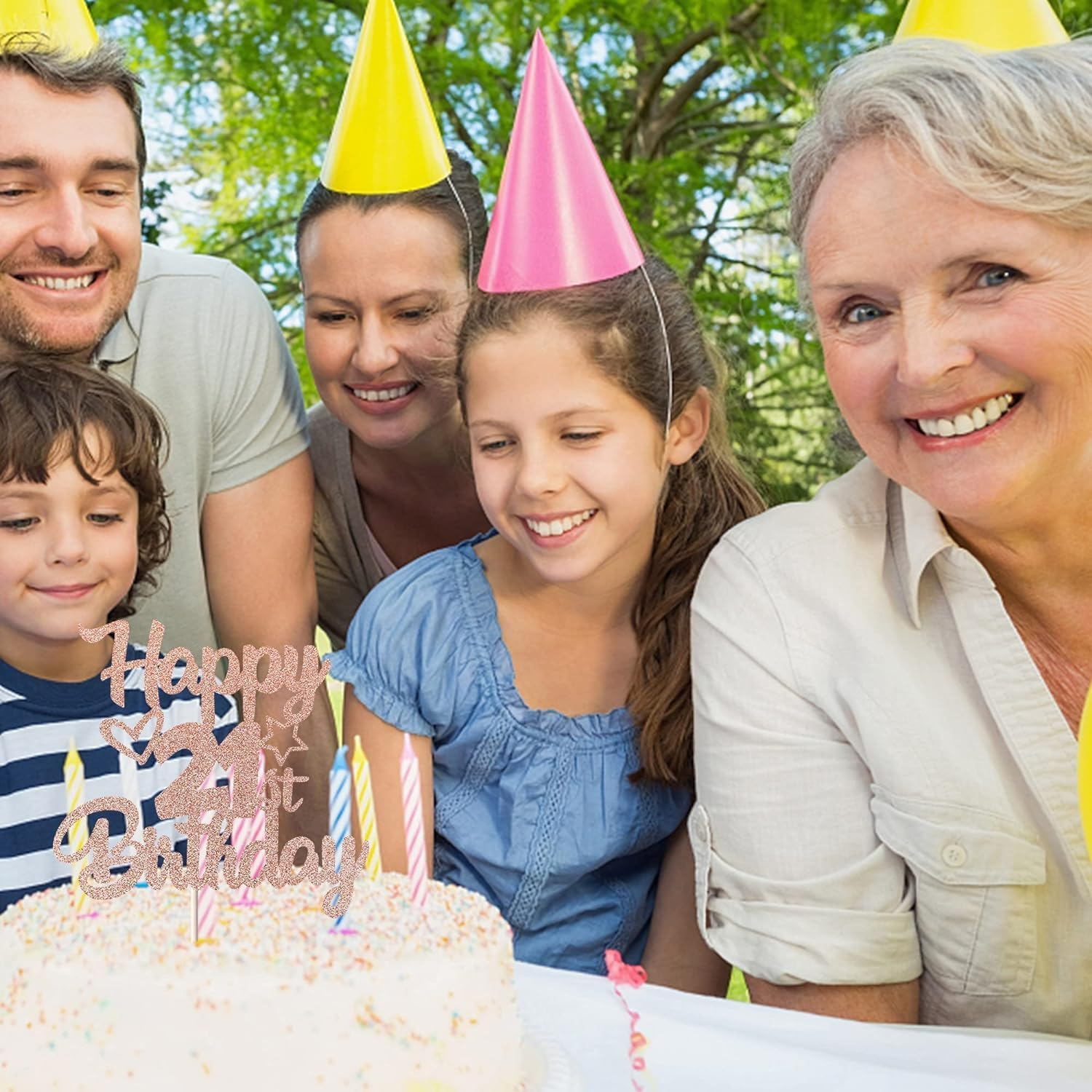 1 Pack Happy 21St Birthday Cake Topper Glitter Heart Star 21 Fabulous Cake Pick Birthday Sign Cake Decorations for Children 21St Birthday Theme Party Supplies Rosegold (21St) - 10Th image number 3