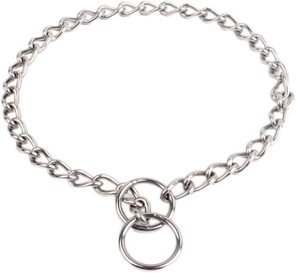 Double Ring Stainless Steel Dog Training Collar No-Pull Slip Chain for Small Medium Large Dogs for Easy Control Chain Collar (Silvery, 2.5Mm*40Cm) image number 4