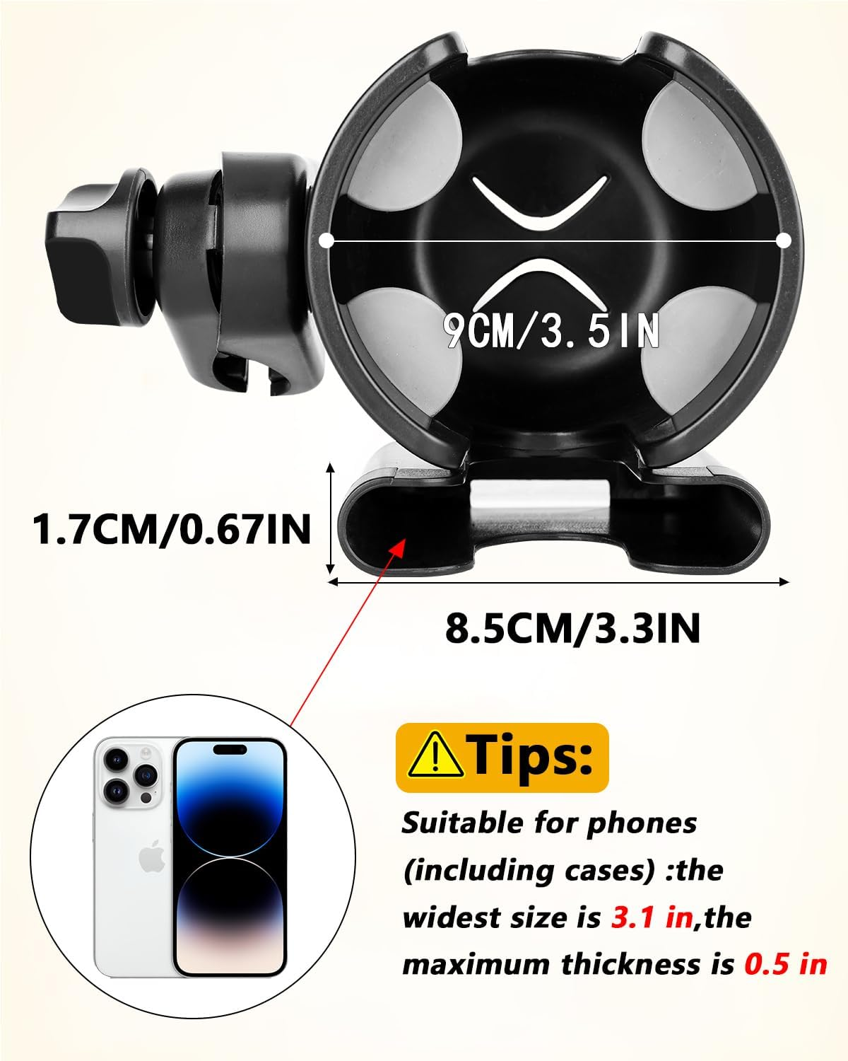 Universal Stroller Cup Holder with Mobile Phone Case, 2-In-1 Strollers Storage Rack, 360 Degrees Rotation Drink Holder for Bike, Pushchair, Wheelchair, Walker,Bicycle, Fits Most Cups - Blue image number 5