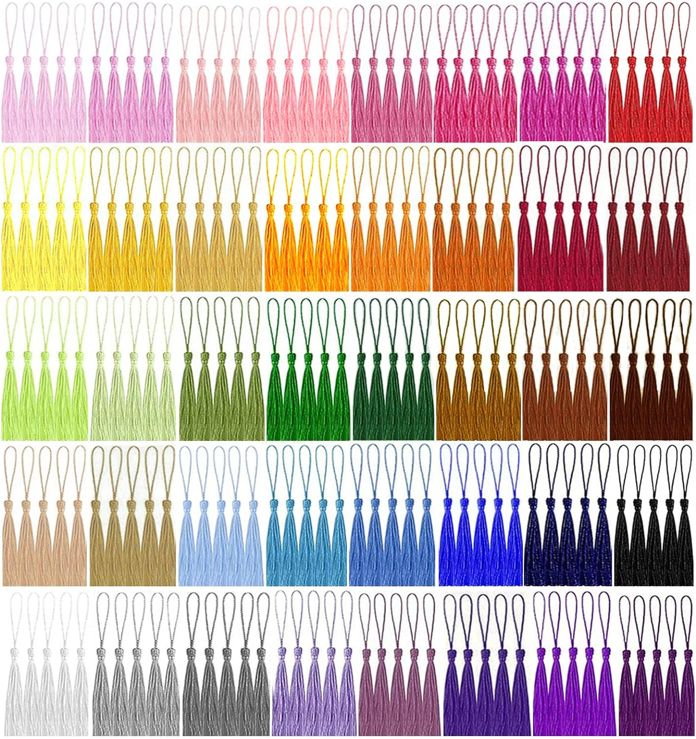 Betterjonny 100 Pieces Mini Gold Silky Tassels - Handmade Bookmarks for DIY Craft Supplies and Home Decor