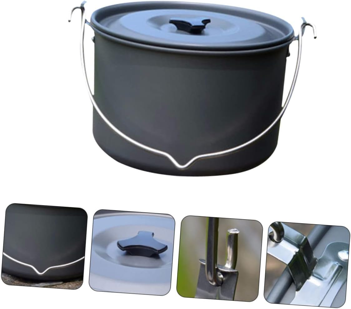 Capacity Hanging Pot Picnic Cookware Lightweight Camping Pot Outdoor Tableware Accessories for Camping Cooking Utensils image number 6