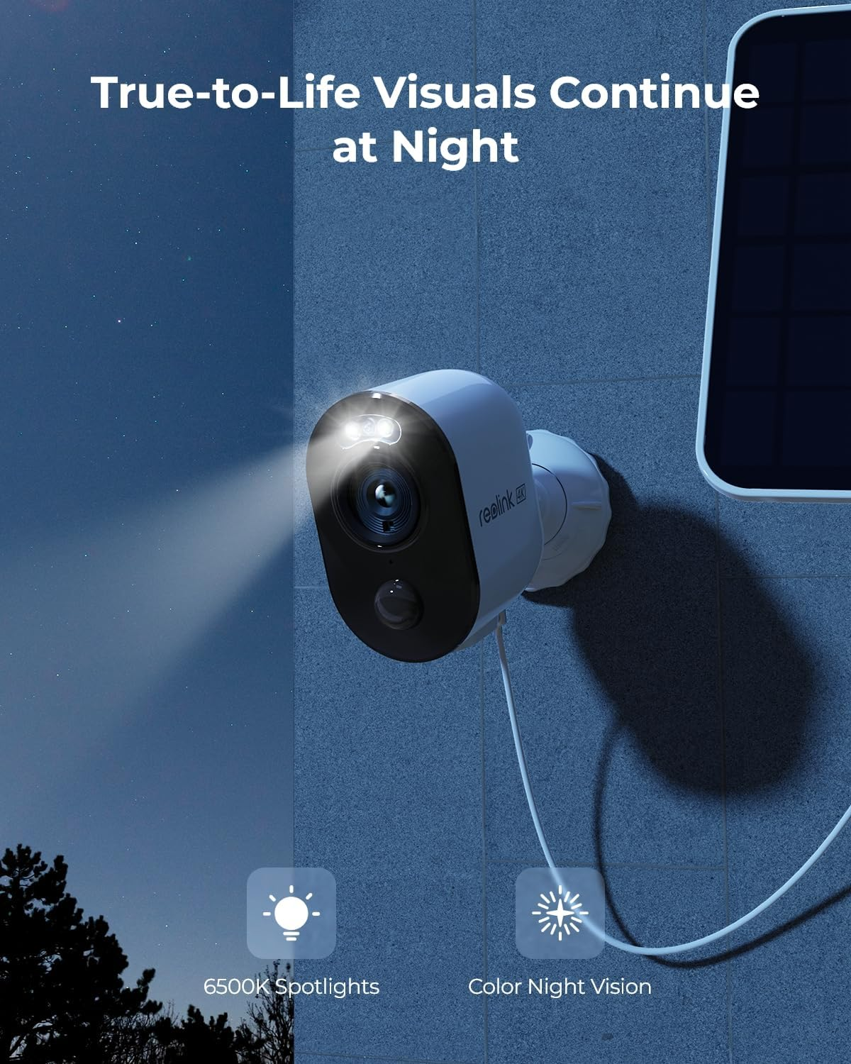 REOLINK Argus 3 Ultra, 4K Solar Security Camera, Wireless Outdoor Camera, 6W Adjustable Solar Panel, 2.4/5Ghz Wifi, 8MP Color Night Vision, AI Detection, Local Storage, No Extra Fee for Home Security image number 6