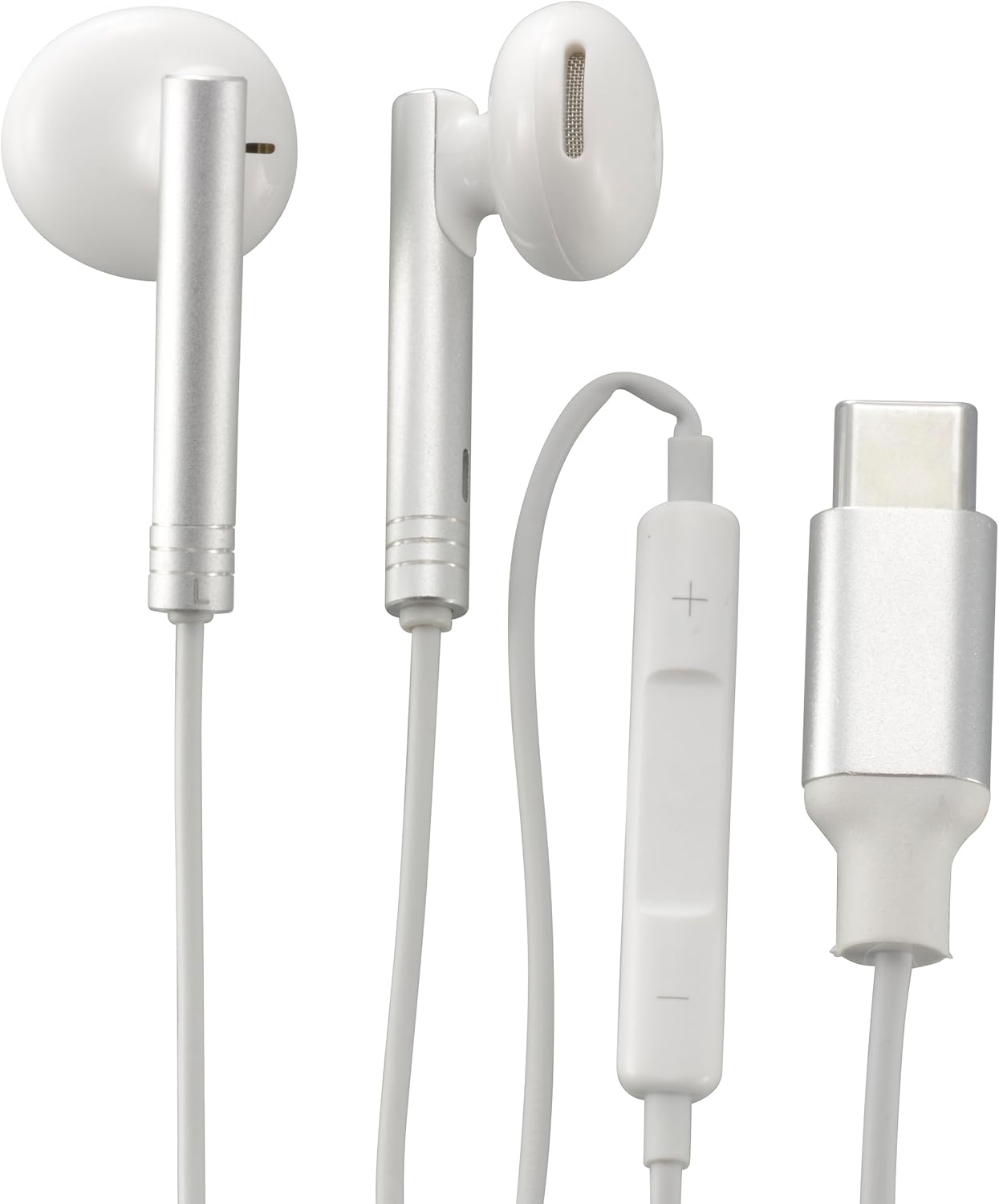 Ohm Electric Audiocomm SMT-HA05-K 01-7320 Type-C Stereo Earphones, 4.7 Ft (1.2 M), In-Ear Type, Black, Wired with Volume Controller