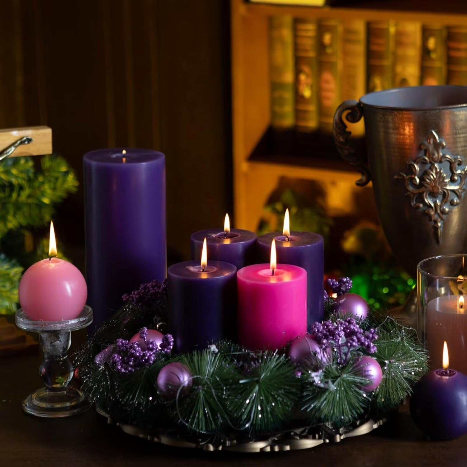 MOZEAL 3" X 4" Hand-Poured Unscented Hot Pink Candle, Dripless Fuchsia Pillar Candle Set of 3, Long Clean Burning, Approx 72 Hours Burn Time, Rustic Country Style, Home Decor image number 2