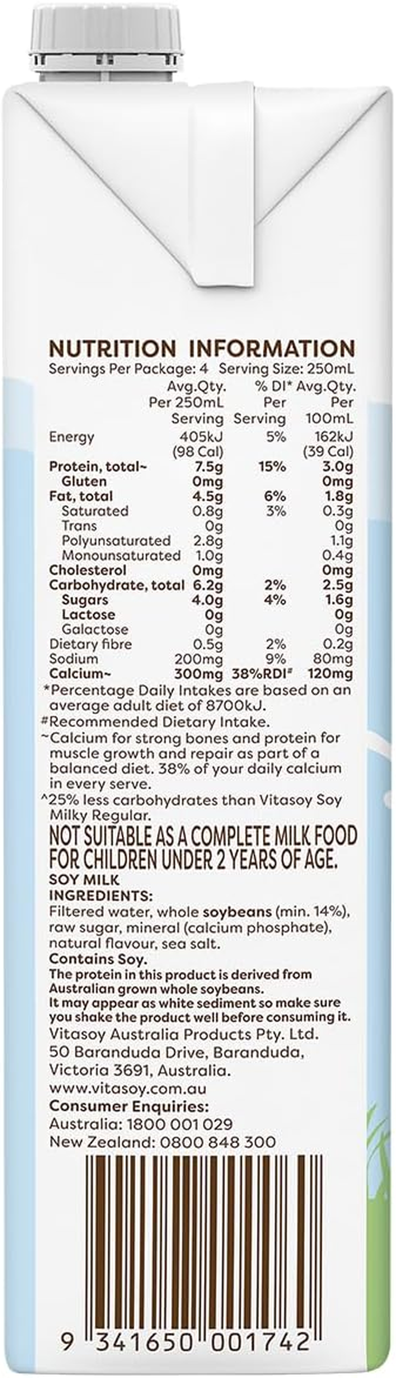 Vitasoy Milky Lite Long Life Soy Milk, 1 Litre (Pack of 12) image number 5