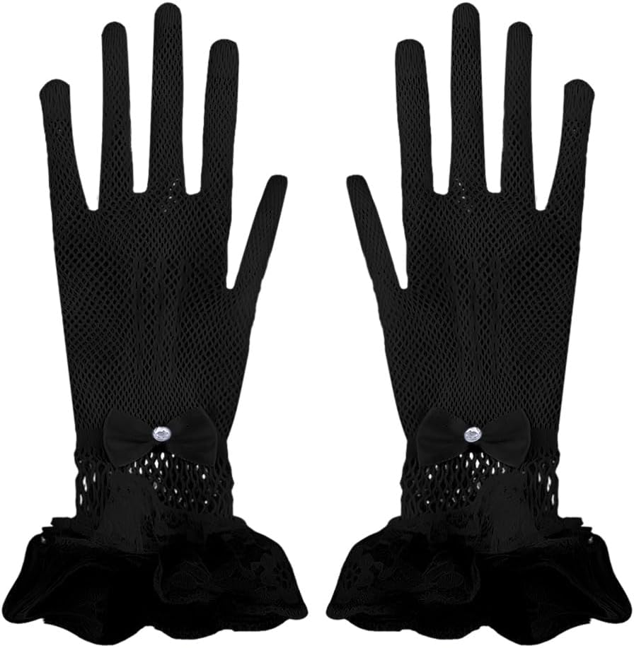 Halloween Costumes Accessories Gloves for Girls Women Gothic Vintage Tea Party Gloves for Wedding Christmas Birthday Outfits