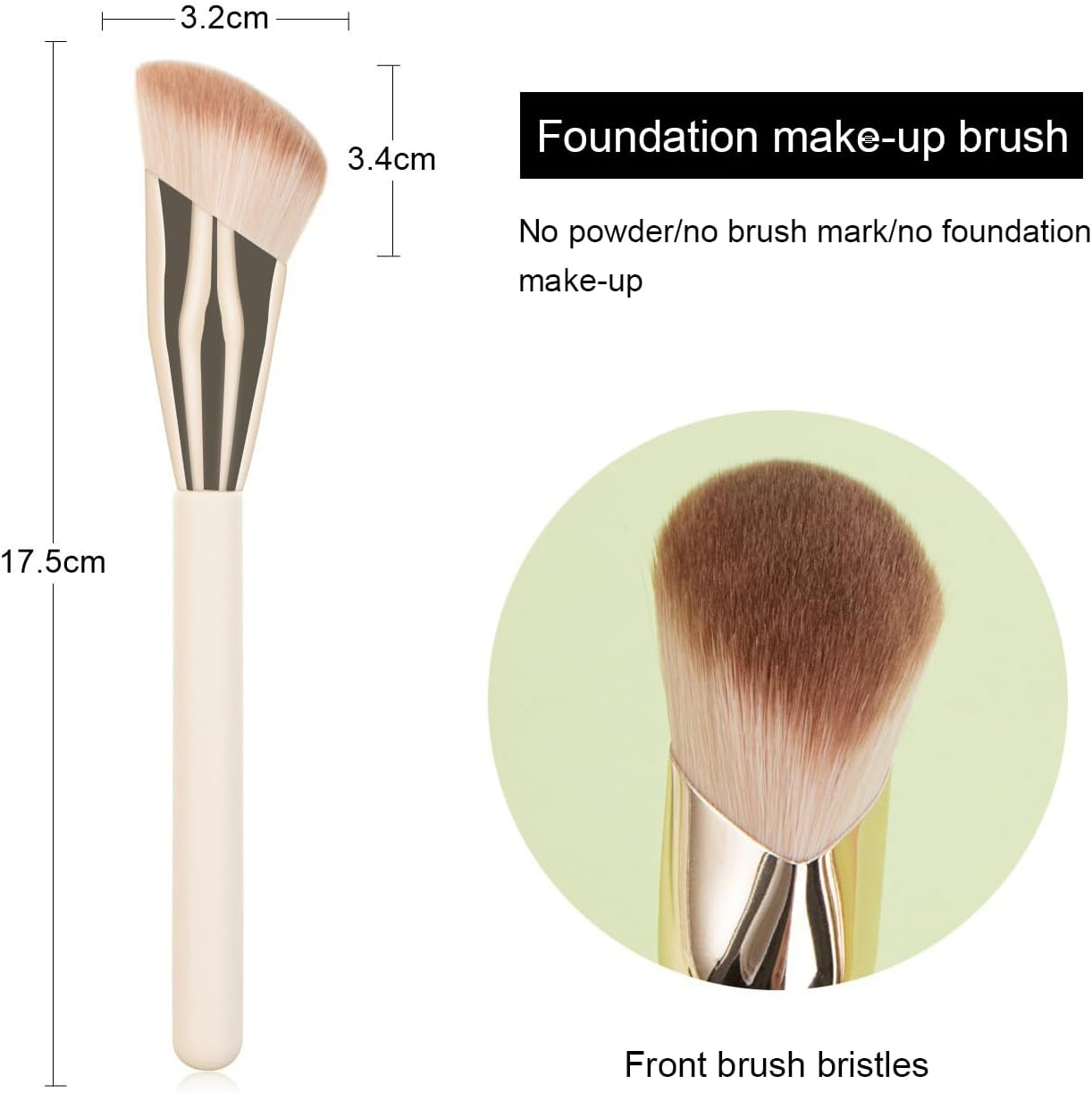MYKAGS 2 Pcs Angled Cream Foundation & Small under Eye Concealer Brush Set, Oblique Golden Fluorescent Powder Foundation Make-Up Brush, Black Eye Circle Small Makeup Brush image number 6