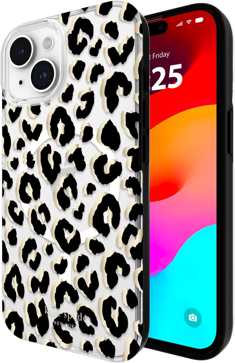 Kate Spade New York Iphone 15 Case/Iphone 14 Case/Iphone 13 Case, Compatible with Magsafe - City Leopard Black