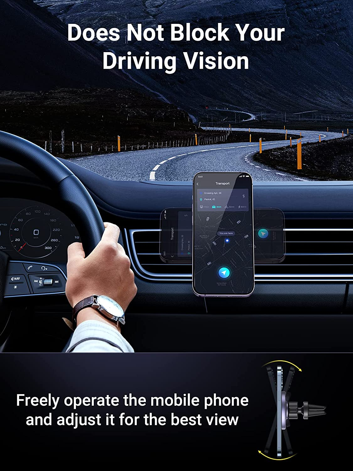 UGREEN Magsafe Car Mount, Magsafe Phone Car Holder, Air Vent 360&deg; Adjustable Magnetic Phone Holder, Strong Magnet, Easily Install, Compatible with Iphone 16 Pro Max and Phones with Magsafe Case image number 5