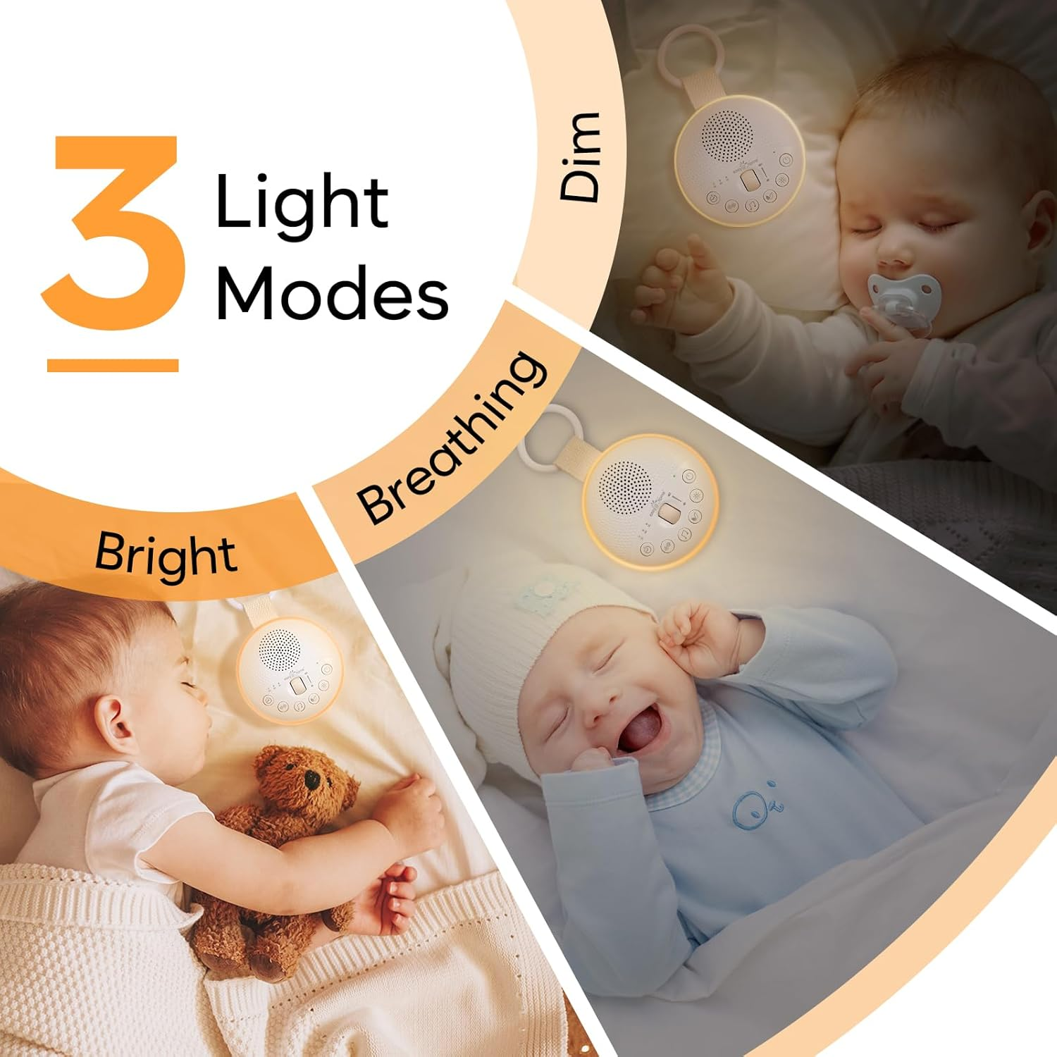 Easy@Home White Noise Machine: Portable Baby Sound Machine 34 Soothing Lullabies & Nature Sounds | 3 Timer Set | Night Light | Baby Essentials for Newborn | High Exact Roller Volume Control image number 6