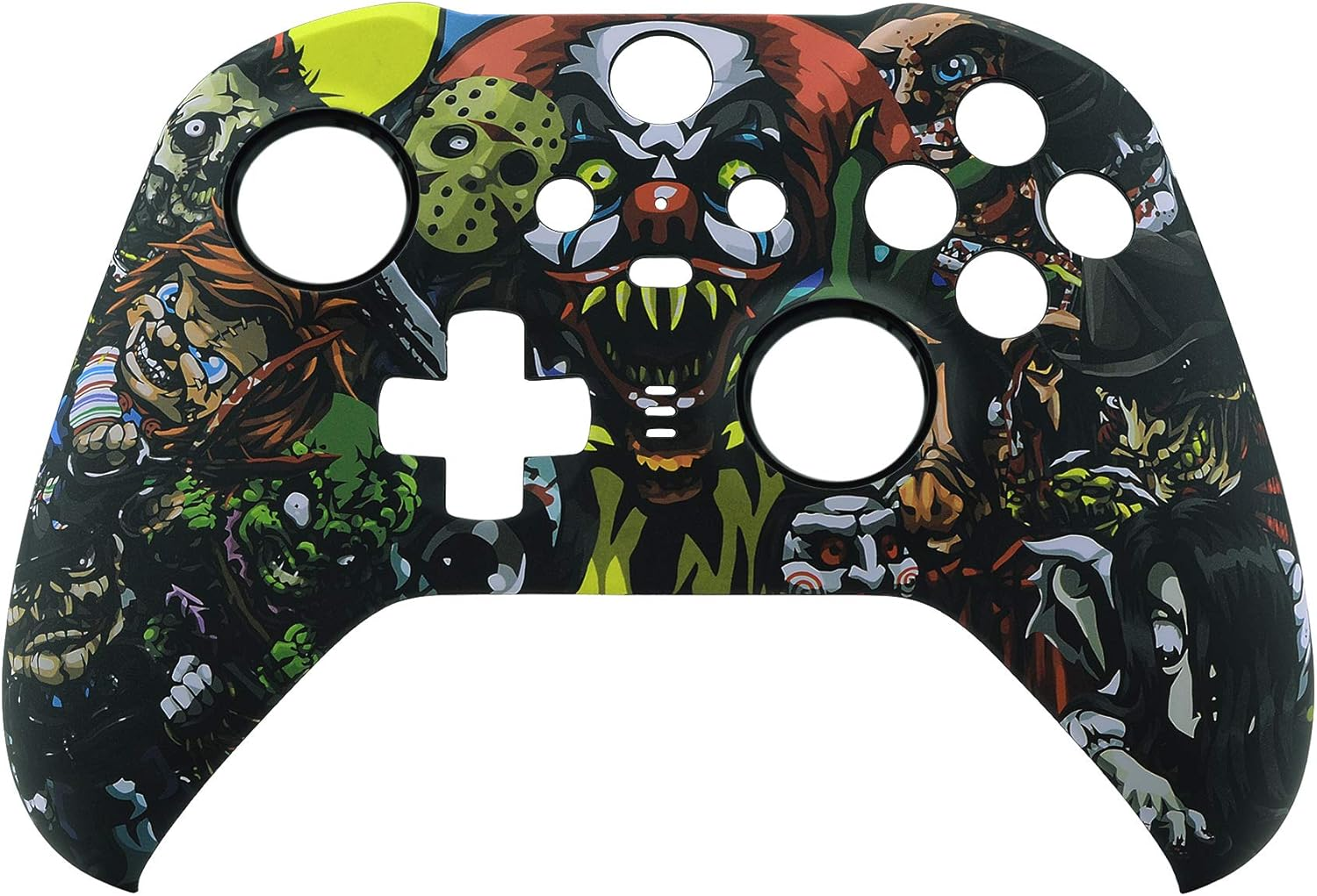 Extremerate Scary Party Patterned Faceplate Cover, Soft Touch Front Housing Shell Case Replacement Kit for Xbox One Elite Series 2 Controller Model 1797 - Thumbstick Accent Rings Included image number 2