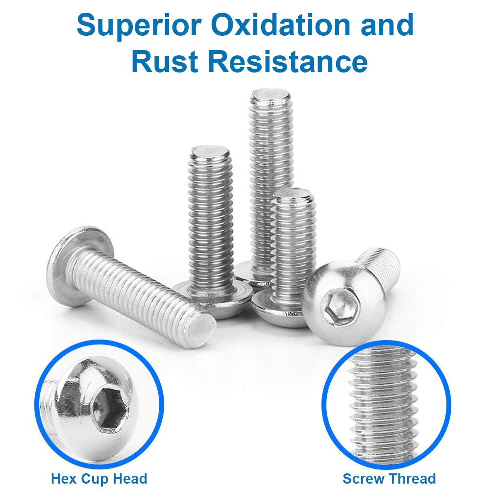 MMOBIEL 440 Pcs ISO 7380-2 Stainless Steel Screw and Nuts Hex Socket Cup Head Screw 15 Sizes M3 M4 M5 Hex Socket Cup Head Incl Wrenches image number 3