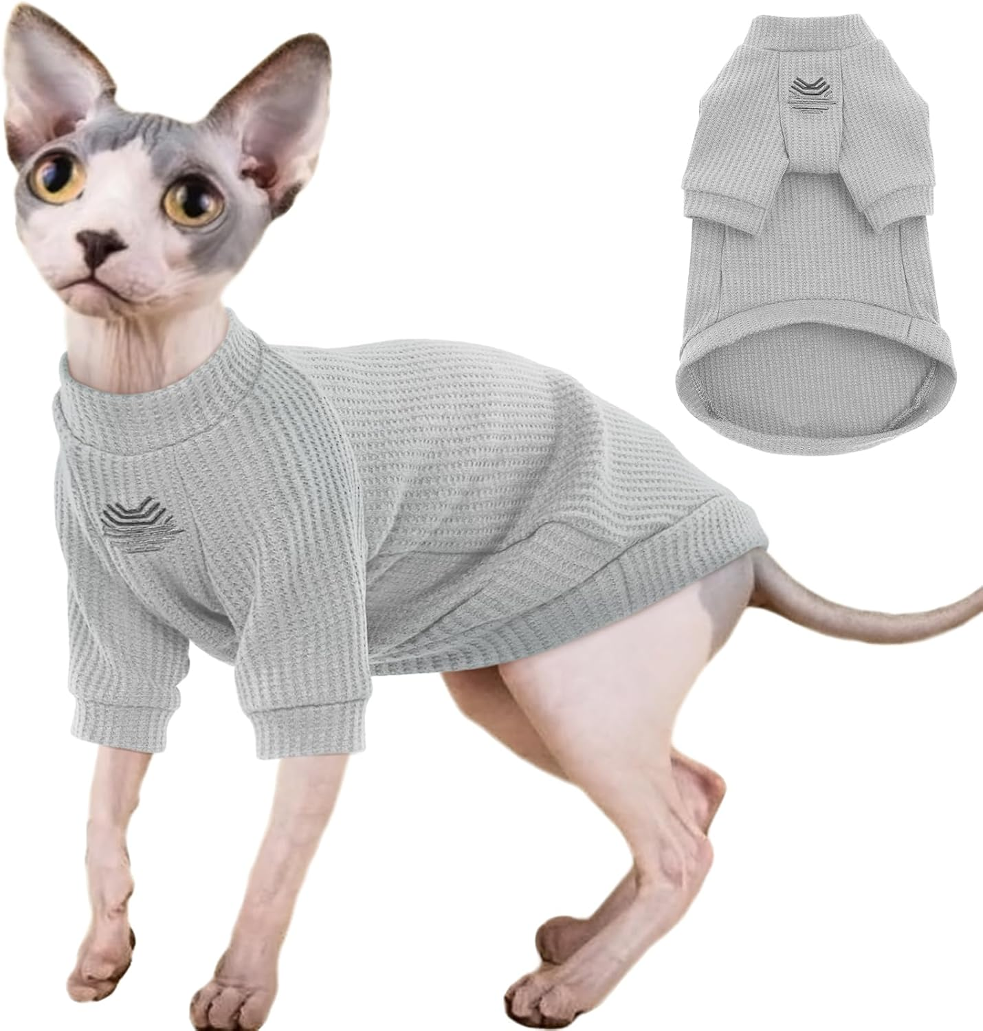 Iecoii Sphynx Cat Clothing, Hairless Cat T-Shirts, Cat Clothing Soft Cotton Cat Shirts for Cats Only, Jumper Cat Jumper Vest with Sleeves, for Sphynx, Cornish Rex, Devon Rex, Peterbald image number 2