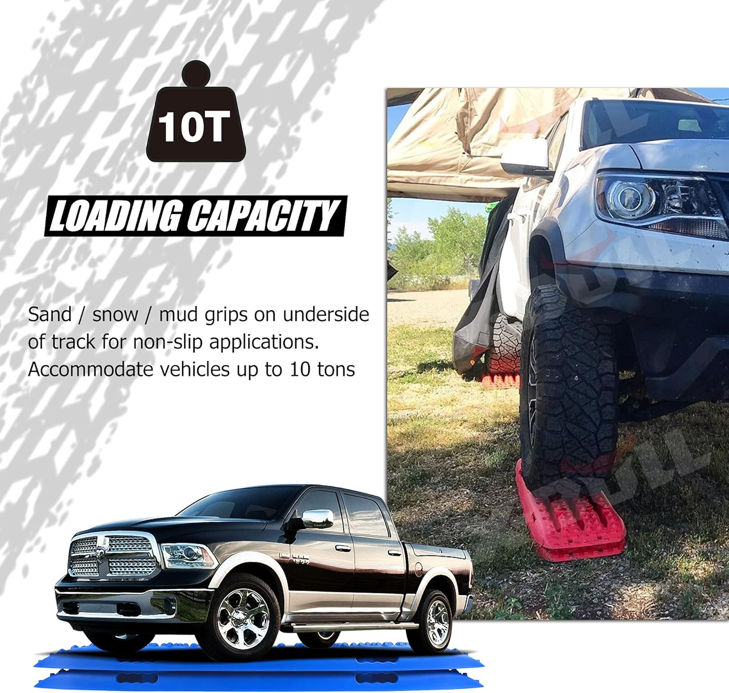 X-Bull Recovery Tracks with Bag and Mounting Pin Set 4X4 Recovery Boards Offroad 4Wd Tracks 22046LBS/10000KG Stand for Automotive Accessories Tires and Wheels in the Sand Mud Snow(Gen 3.0 Blue) image number 2