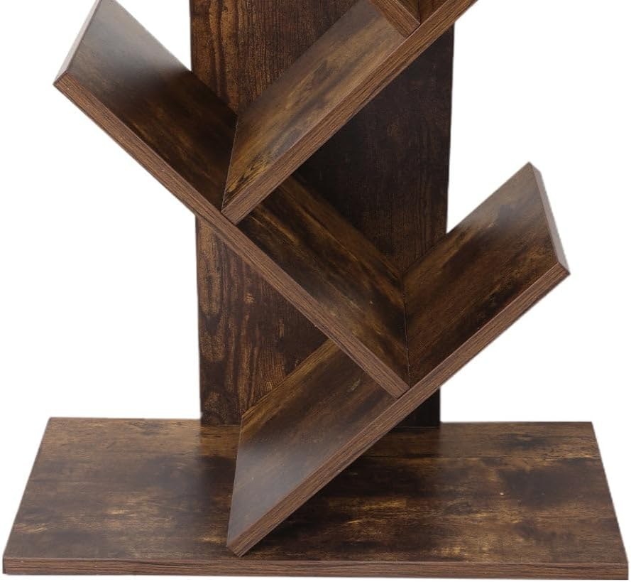 Levede Bookshelf Wooden Tree Bookcase 8-Tier Storage Home Decor Display Stand - Spacious, Sturdy, Easy Assembly(50Cm X 25Cm X 142Cm, Brown) image number 5