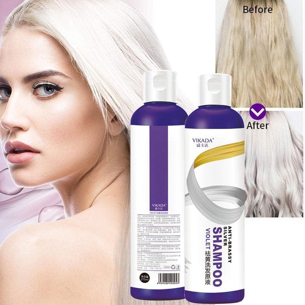 275Ml Shampoo Hair Dye Yellow Removing Linen Gray Silver Color Lock Shampoo Color Protecting for Silver Blonde Bleached Gray 2PCS image number 5