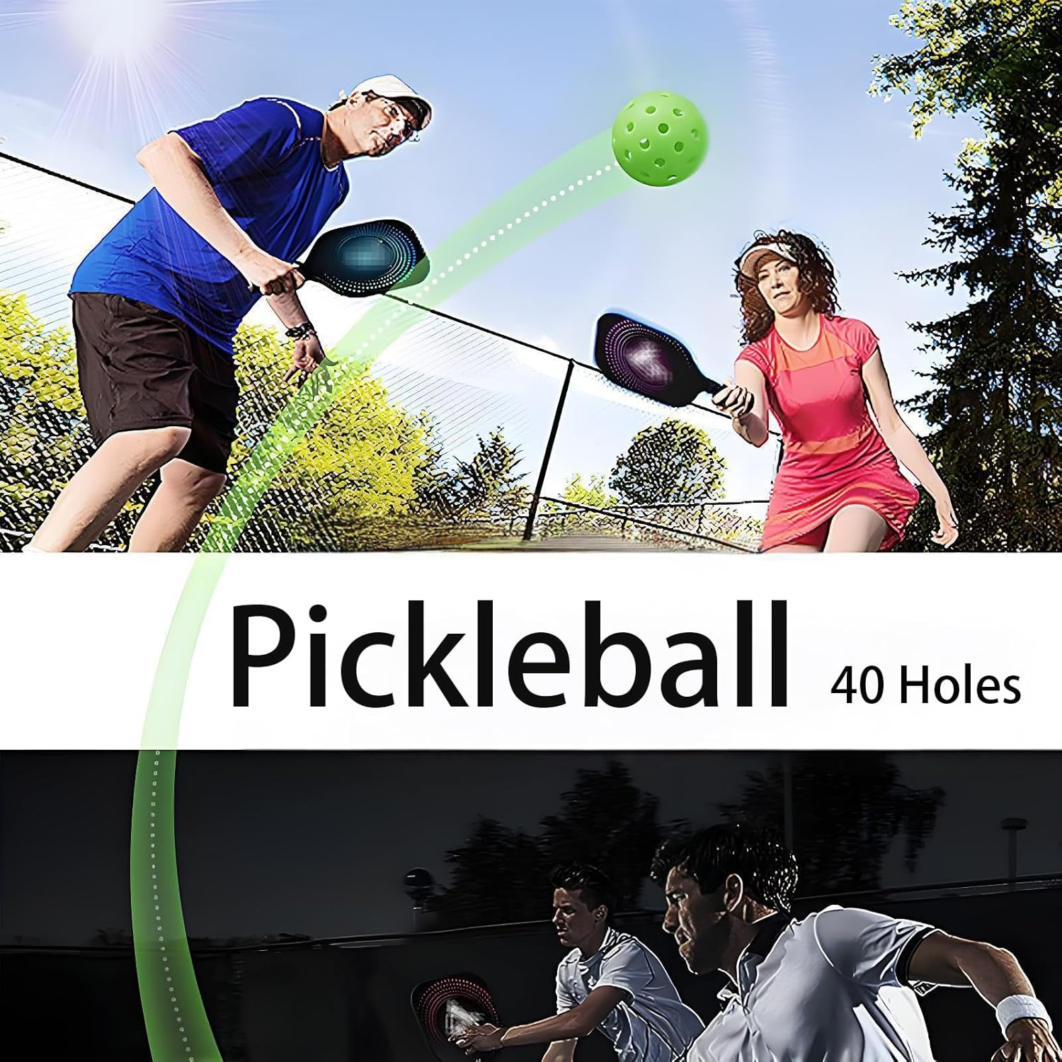 4-Pack 40-Hole Pickleball Balls - Professional Grade, 2.91" Diameter, High Balance and Stable Bounce for Realistic Flight - Premium Pickleball Equipment for Outdoor/Indoor Play image number 1