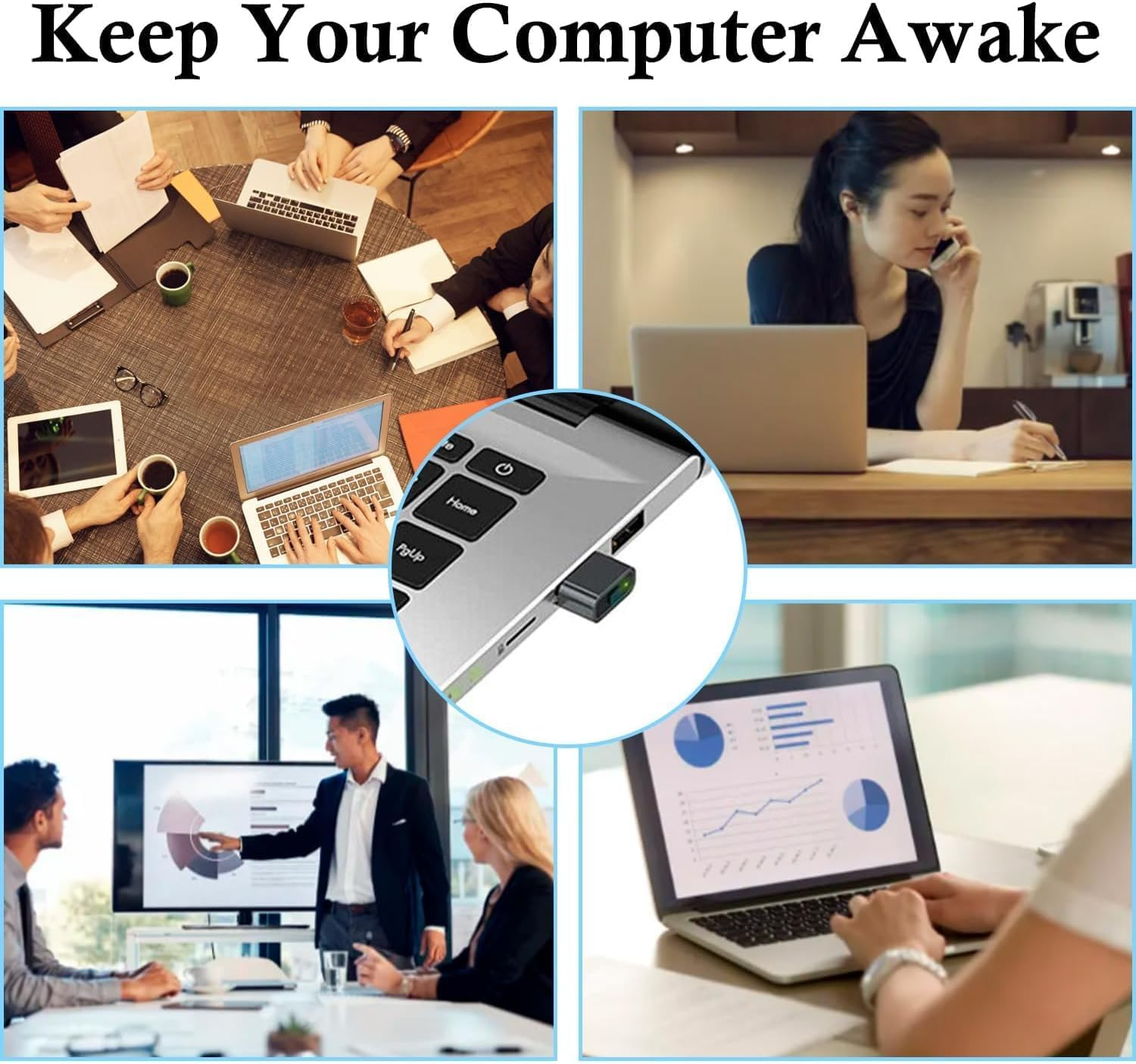 Undetectable Metal USB Mouse Jiggler with Switch Button, 3 Jiggle Modes, Automatic Shaker, Simulator, Driver-Free, Plug & Play, Keep Computer/Laptop Awake, Black image number 5