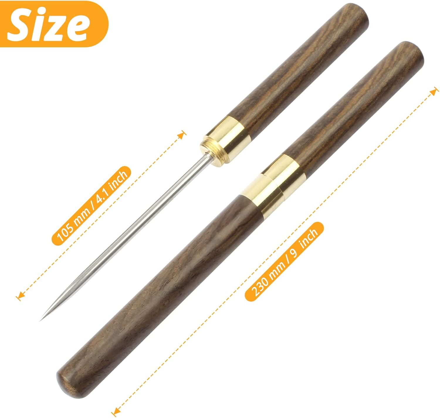 Stainless Steel Ice Pick, 9 Inch Pick Tool with Safety Cover, Non-Slip Wooden Handle Pick for Bars, Kitchen, Bartender Breaking Ice (M, Wood Color) image number 6