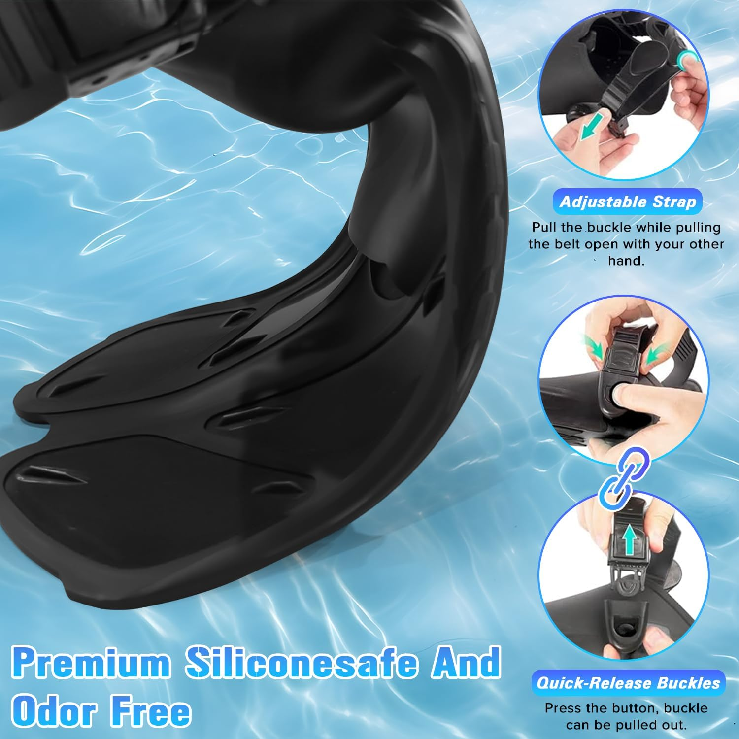 Yakiter Mask Fin Snorkel Set with Adult Snorkeling Gear, Panoramic View Diving Mask, Trek Fin, Dry Top Snorkel +Travel Bags image number 2