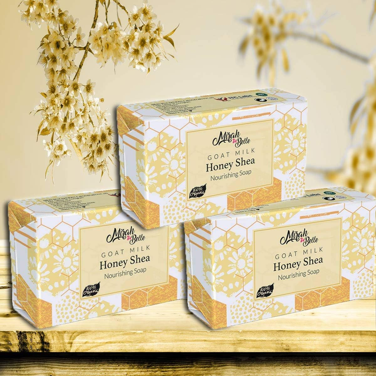 Mirah Belle - Organic Goat Milk, Honey and Shea Butter (Pack of 3-125 Gms) - Sensitive Skin Soap Bar - Hypoallergenic, Cruelty Free, Paraben Free, 375 Gm image number 3