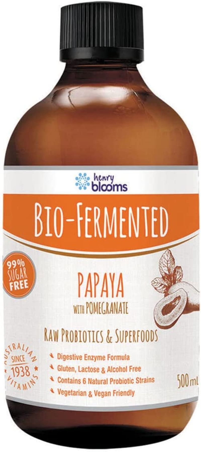 Henry Blooms Bio-Fermented Probiotic Papaya Fruit with Pomegranate Concentrate, 500Ml