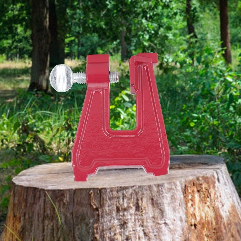 Chainsaw Filing Stump Vise, Metal Chain Saw Vise Guide Bar Clamp Tool Heavy Duty Sharpening Tools Felled Tool Compatible with Logging Supplies Felling Wedges for Plate Support Red Chainsaw Vise image number 3