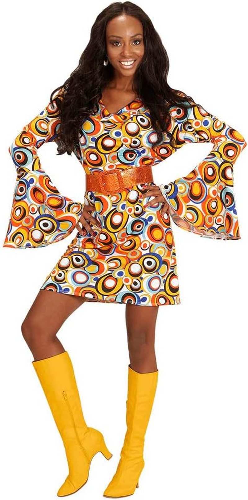 Widmann 08890 Adults Costume 70S Retro Dress Ladies Colourful XXL image number 2
