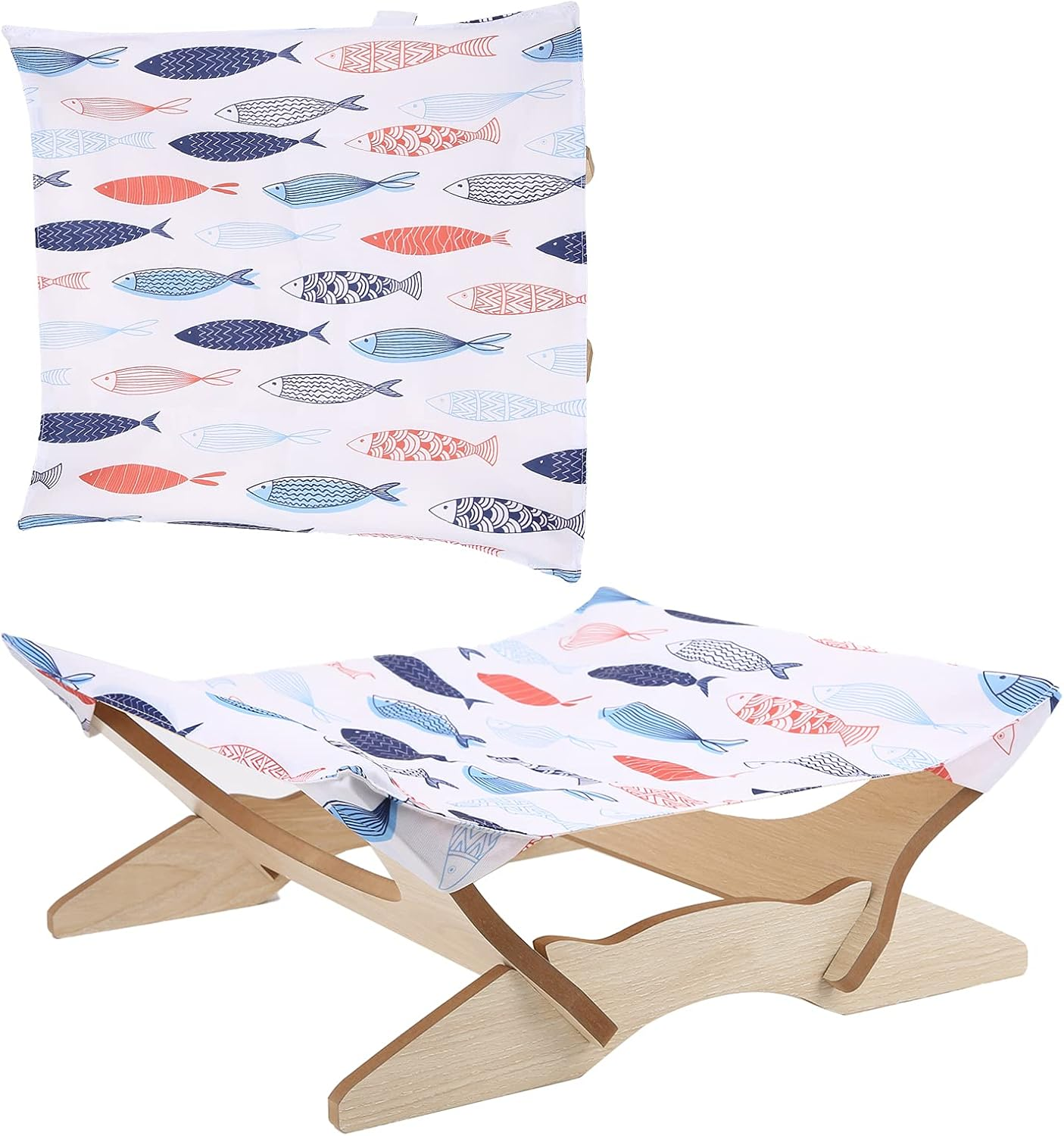 Chic & Comfy Detachable Wooden Cat Hammock,Sturdy and Safe Oxford Fabric Hanging Bed for Felines and Small Canines Ideal for Home and Outdoor Use